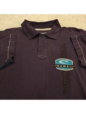 Crazy Shirts Hawaii Polo Shirt Mens L Purple Tribal Tiki Surfer Pima Tropical